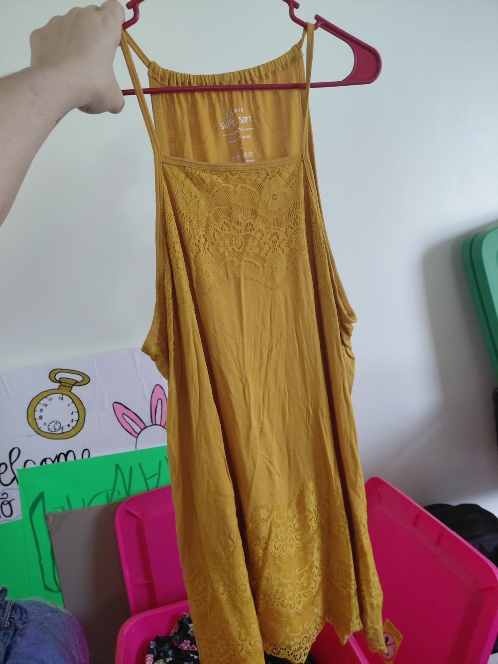 torrid Mustard Lace-Trim Sleeveless Knit Tank